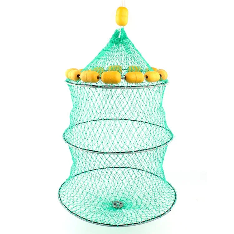Lưới cá nổi ngoài trời 3 vòng gấp gọn, lồng cá đa phao, lưới câu cá biển di động