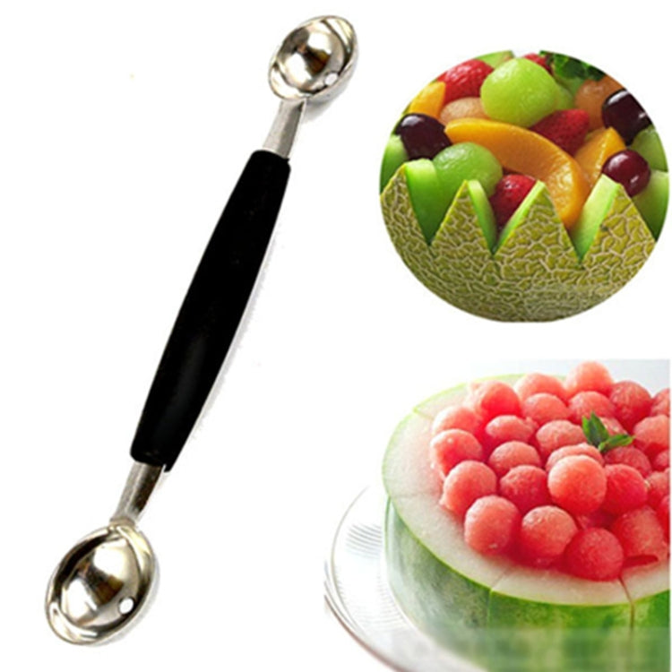 Muỗng đào trái cây đầu đôi bằng thép không gỉ gia dụng, đầu đôi