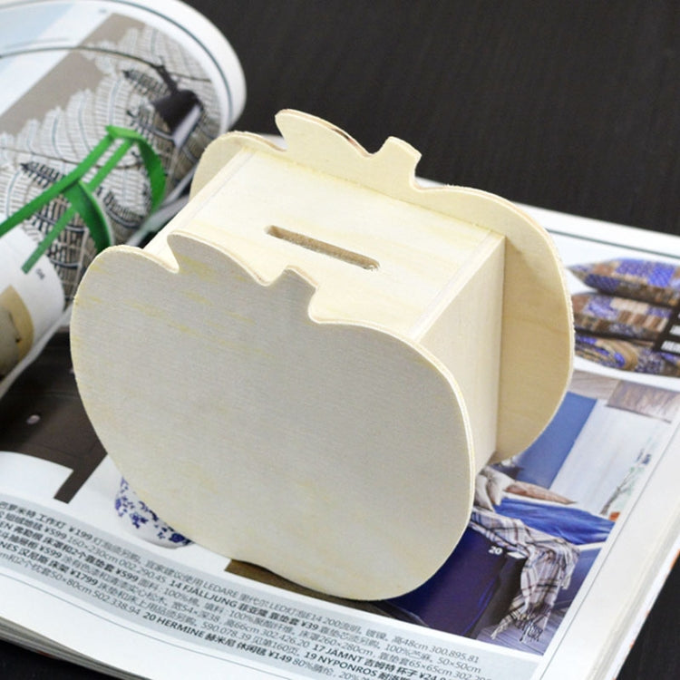 Heo Đựng Tiền Bằng Gỗ Tự Làm Cho Trẻ Em Hình Táo Vẽ Tay Dễ Thương, 10x5.6x9.5cm