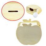 Heo Đựng Tiền Bằng Gỗ Tự Làm Cho Trẻ Em Hình Táo Vẽ Tay Dễ Thương, 10x5.6x9.5cm