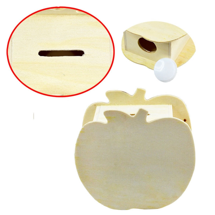 Heo Đựng Tiền Bằng Gỗ Tự Làm Cho Trẻ Em Hình Táo Vẽ Tay Dễ Thương, 10x5.6x9.5cm