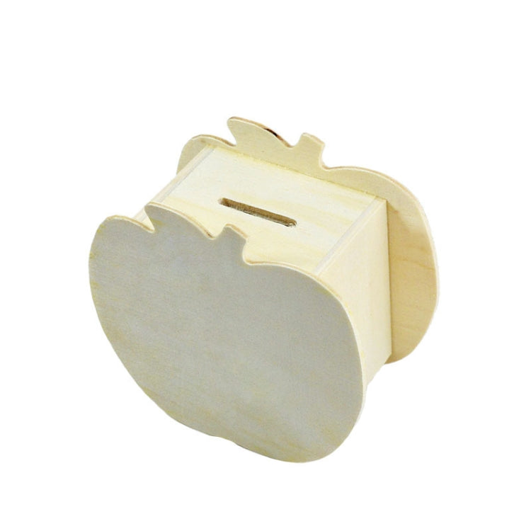Heo Đựng Tiền Bằng Gỗ Tự Làm Cho Trẻ Em Hình Táo Vẽ Tay Dễ Thương, 10x5.6x9.5cm