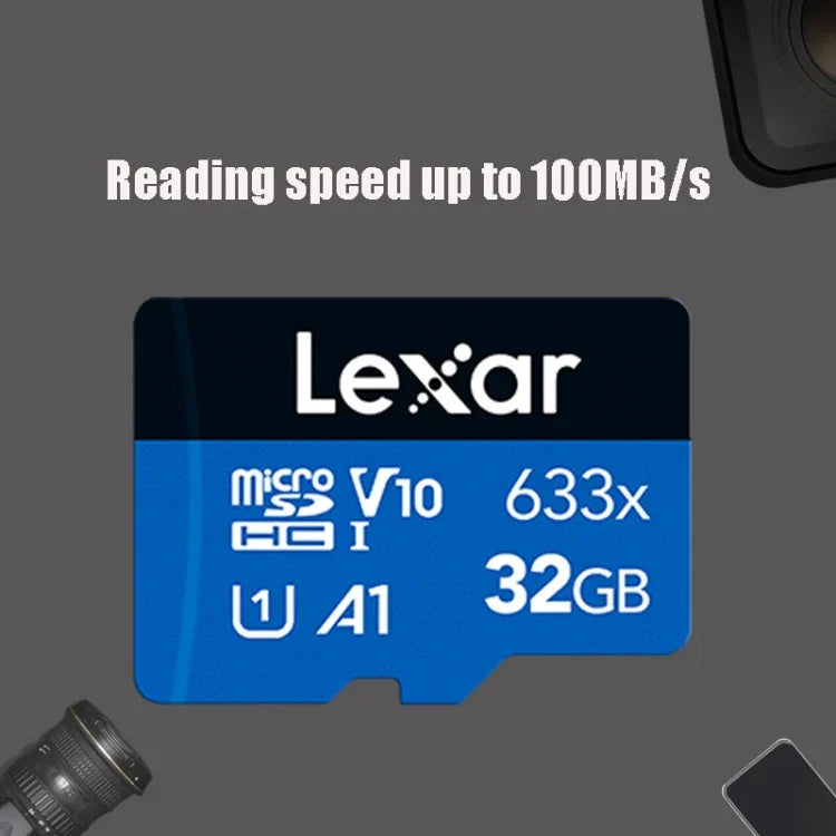 Thẻ nhớ điện thoại di động Lexar 633x 32GB tốc độ cao TF, thẻ nhớ ghi hình xe, 32GB