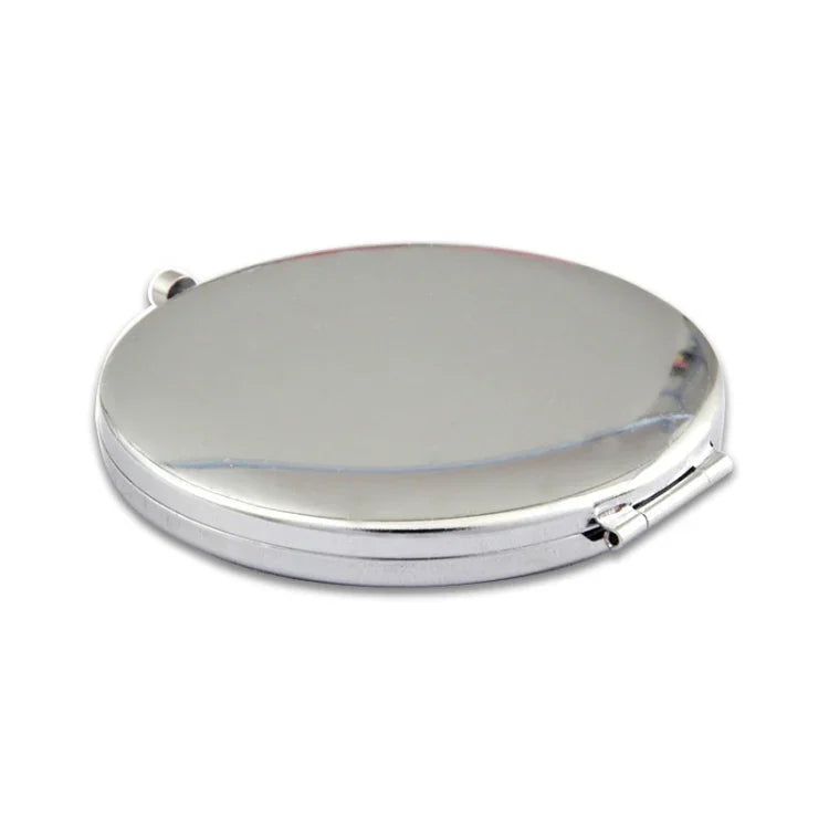 Gương trang điểm mini gập đôi hai mặt bằng kim loại đính kim cương, gương tròn nhỏ di động, màu trắng, đỏ, hồng, xanh da trời, xanh lá, màu trắng, đen sáng