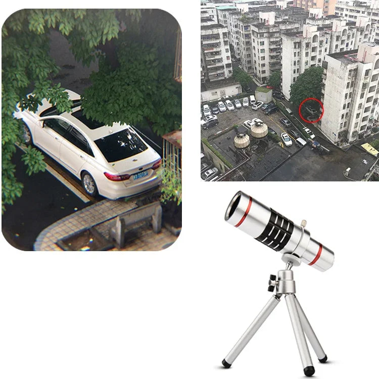Ống kính telephoto phụ kiện kính thiên văn ngoài trời Bolanke cho điện thoại, kẹp kim loại đa năng, 12X, 18X