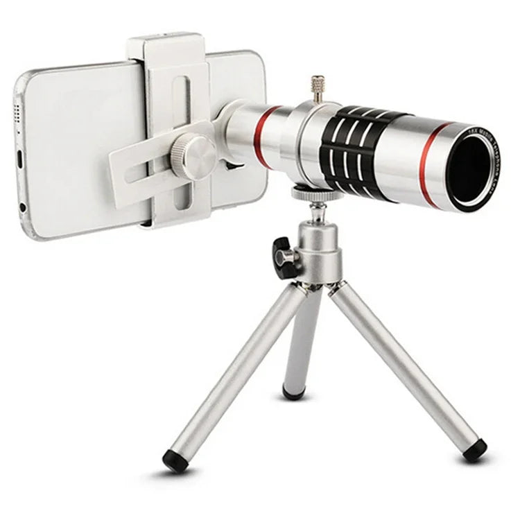 Ống kính telephoto phụ kiện kính thiên văn ngoài trời Bolanke cho điện thoại, kẹp kim loại đa năng, 12X, 18X