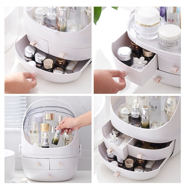 Hộp đựng mỹ phẩm hình tròn trong suốt chống bụi di động, hộp phấn nhỏ, màu trắng ngọc trai nhỏ
