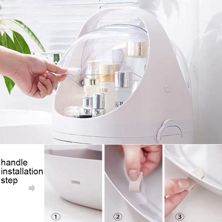 Hộp đựng mỹ phẩm hình tròn trong suốt chống bụi di động, hộp phấn nhỏ, màu trắng ngọc trai nhỏ