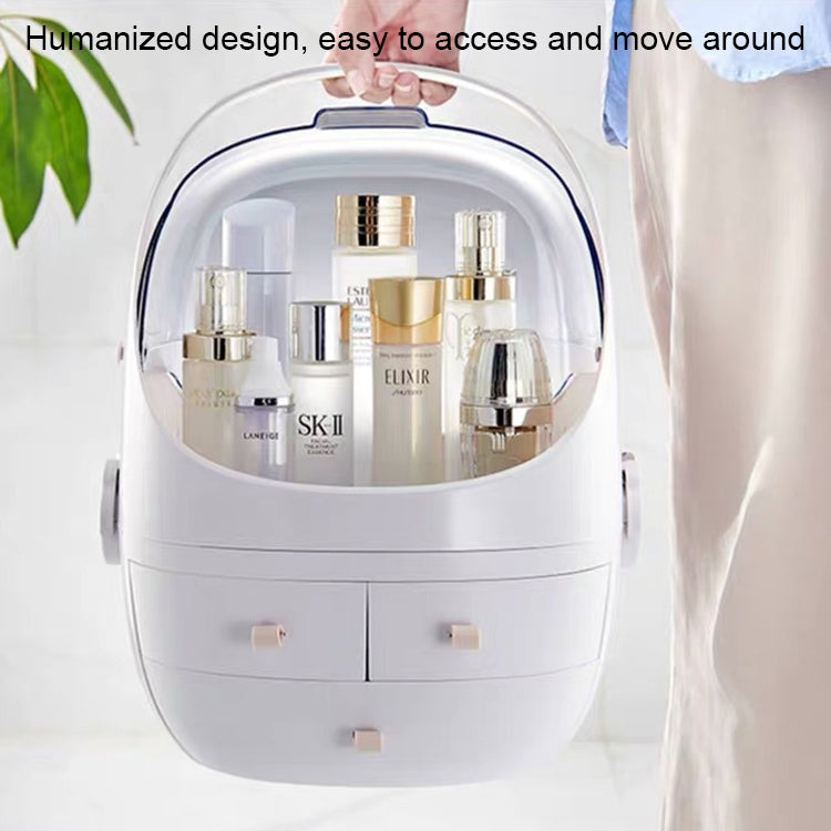 Hộp đựng mỹ phẩm hình tròn trong suốt chống bụi di động, hộp phấn nhỏ, màu trắng ngọc trai nhỏ