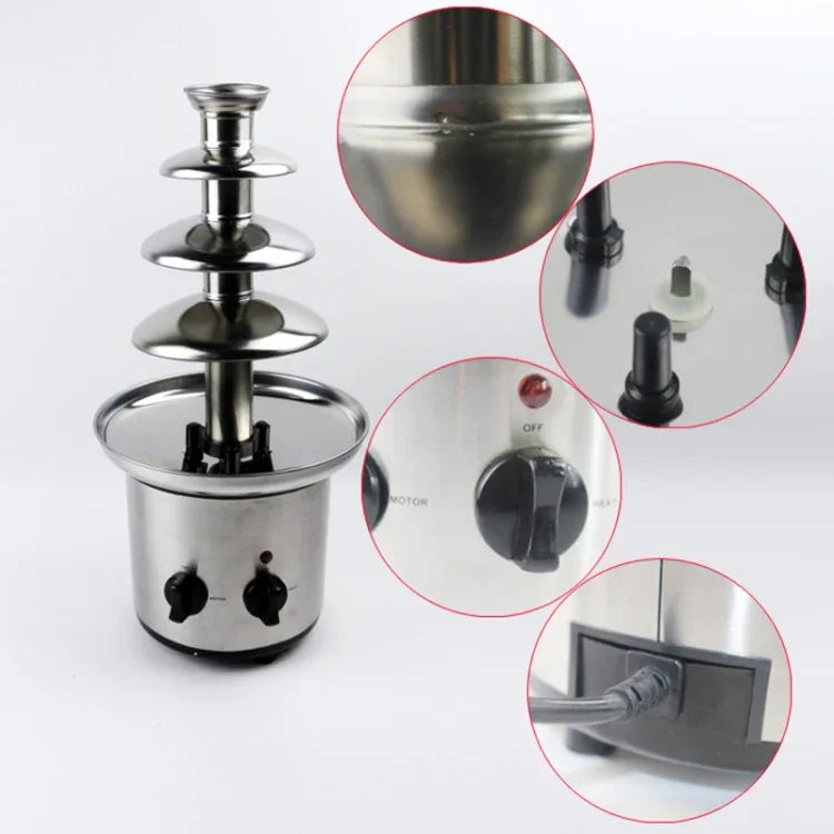 Máy phun socola điện 4 tầng, máy làm socola tan chảy, máy phun socola thác nước, 4 tầng
