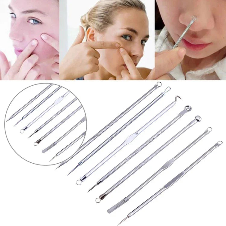Bộ 7 Món Kim Nặn Mụn Thép Không Gỉ Kim Nặn Mụn