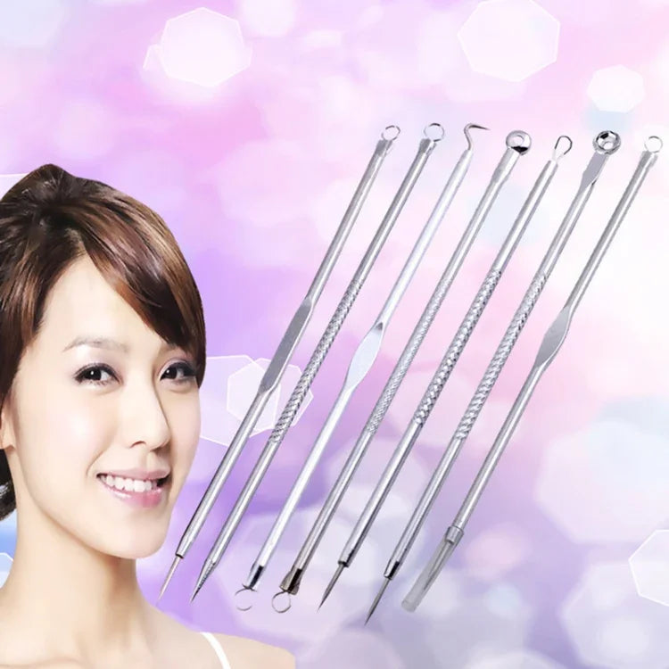 Bộ 7 Món Kim Nặn Mụn Thép Không Gỉ Kim Nặn Mụn