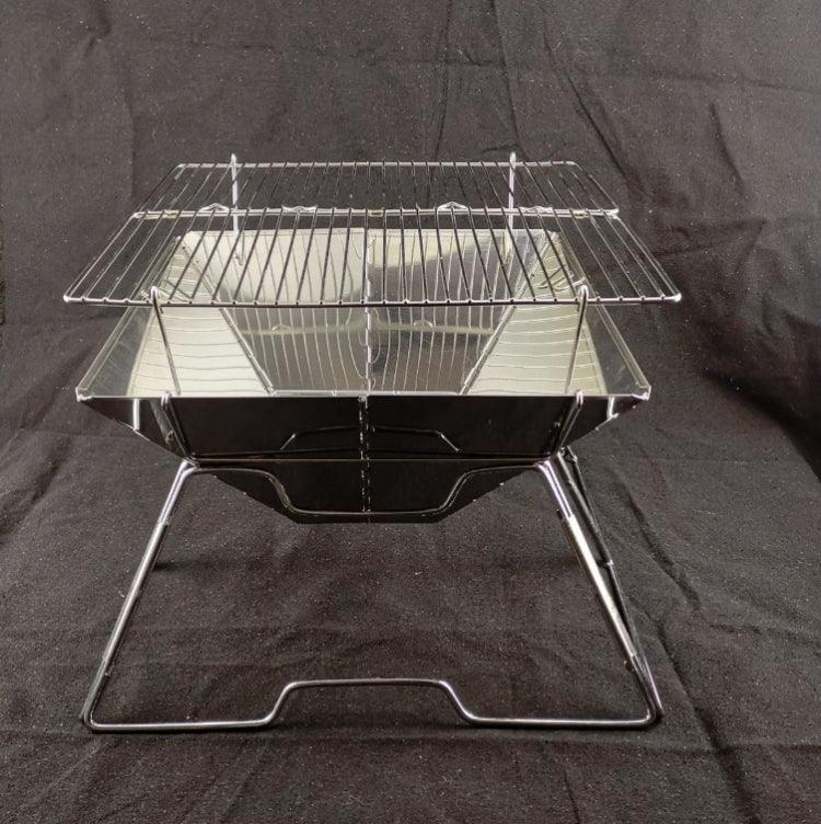 Vỉ nướng than có thể nâng lên, bếp nướng gấp bằng thép không gỉ cho cắm trại, 31x31x21cm
