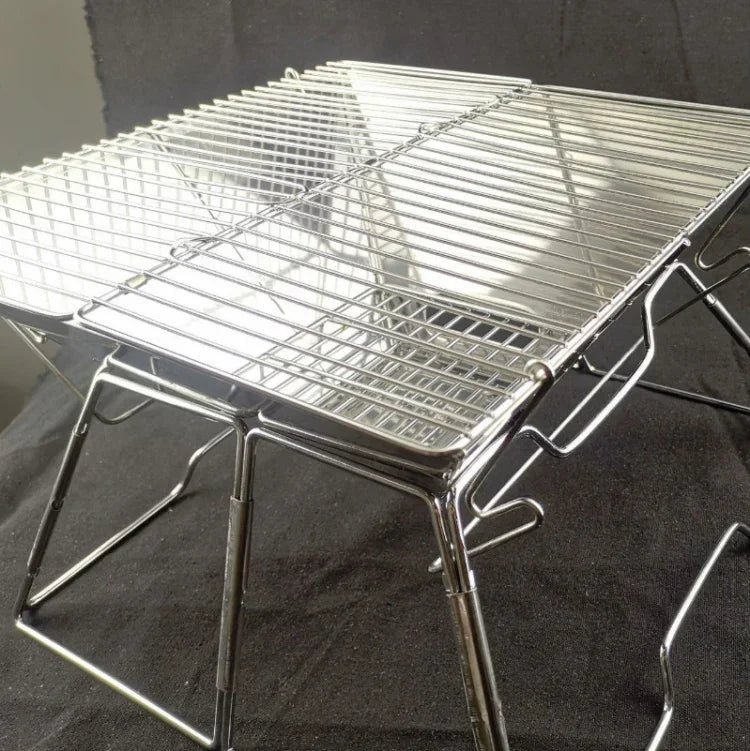 Vỉ nướng than có thể nâng lên, bếp nướng gấp bằng thép không gỉ cho cắm trại, 31x31x21cm