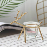 Chân Nến Hình Hươu Bằng Sắt Rèn Trang Trí Bàn Làm Việc Gia Đình, Màu Đen, Vàng