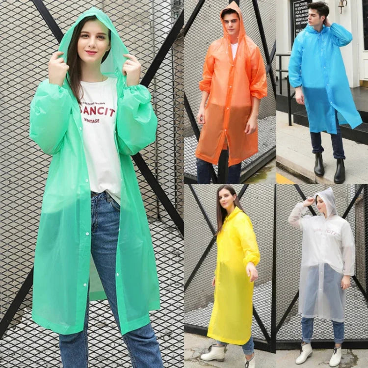Áo mưa trong suốt PEVA dùng một lần cho đi bộ đường dài ngoài trời, áo mưa kiểu Thái Lan