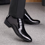 Giày Da Nam Mũi Nhọn Họa Tiết Da Cá Sấu Bóng, Size 38, 39, 40, 41, 42, 43, 44, 45