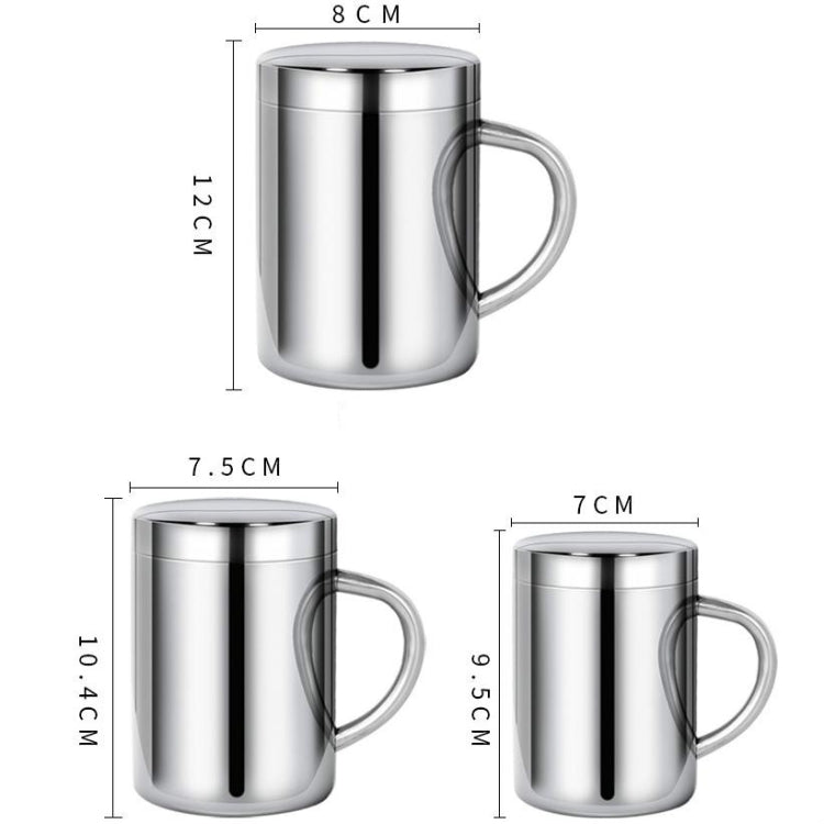 Cốc uống nước cà phê, sữa, nước bằng thép không gỉ 304, cách nhiệt đôi, bền, có nắp, dung tích 200ml, 300ml, 400ml