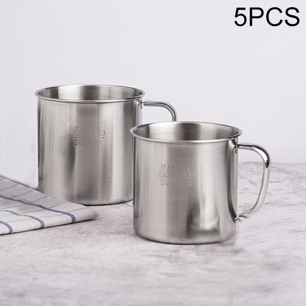 Bộ 5 cốc thép không gỉ 304 dày extra, cốc miệng trẻ em có tay cầm và nắp, cốc uống nước gia đình người lớn, kích thước 7cm không nắp, 8cm có nắp, 9cm có nắp, 10cm có nắp, 11cm có nắp, 12cm có nắp