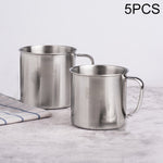 Bộ 5 cốc thép không gỉ 304 dày extra, cốc miệng trẻ em có tay cầm và nắp, cốc uống nước gia đình người lớn, kích thước 7cm không nắp, 8cm có nắp, 9cm có nắp, 10cm có nắp, 11cm có nắp, 12cm có nắp