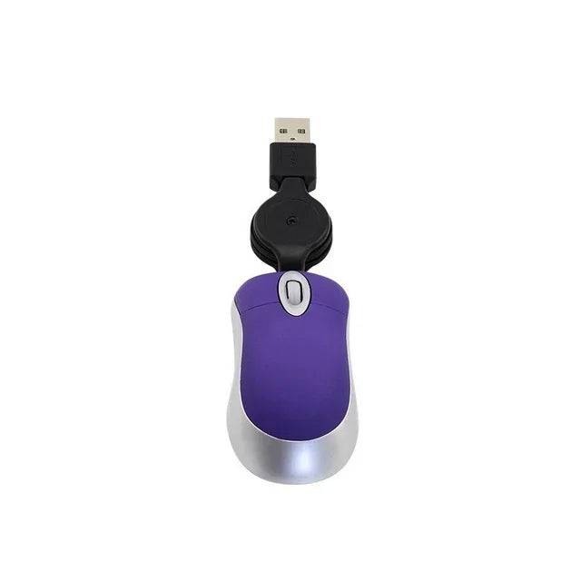 Chuột máy tính mini cáp USB rút gọn quang học công thái học 1600 DPI, chuột nhỏ gọn cho laptop