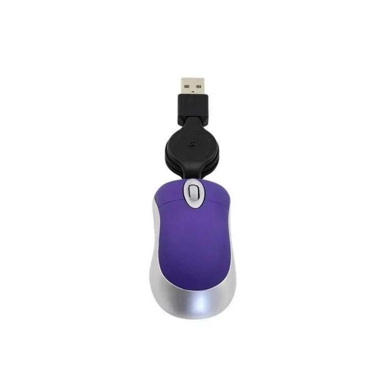 Chuột máy tính mini cáp USB rút gọn quang học công thái học 1600 DPI, chuột nhỏ gọn cho laptop
