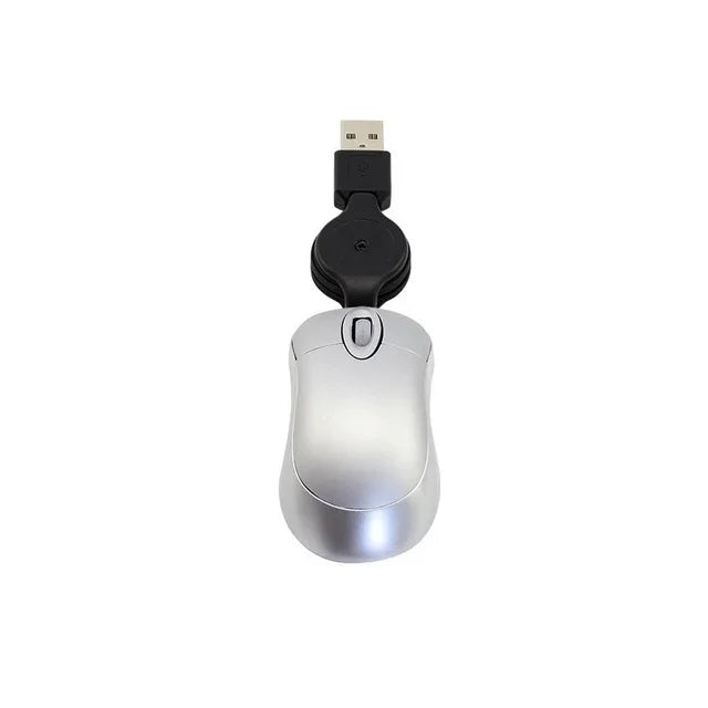Chuột máy tính mini cáp USB rút gọn quang học công thái học 1600 DPI, chuột nhỏ gọn cho laptop