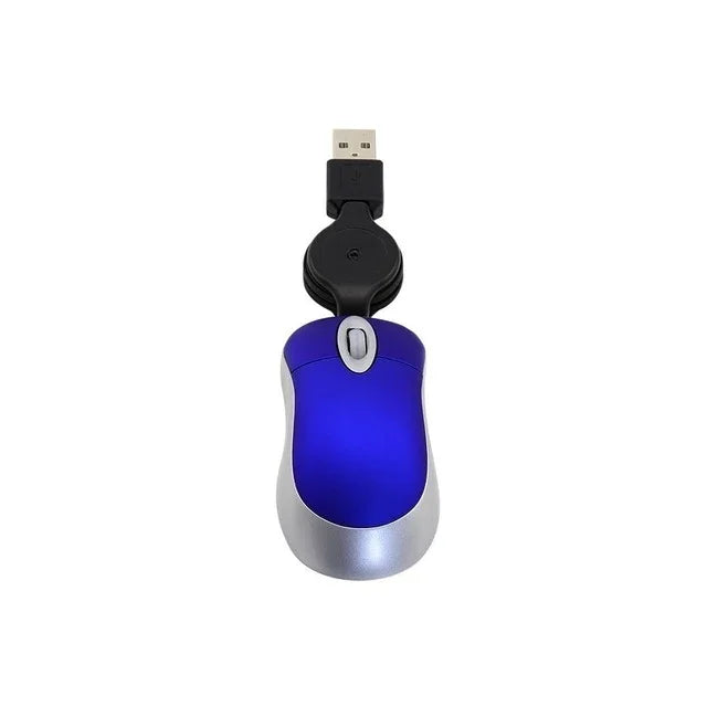 Chuột máy tính mini cáp USB rút gọn quang học công thái học 1600 DPI, chuột nhỏ gọn cho laptop