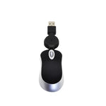 Chuột máy tính mini cáp USB rút gọn quang học công thái học 1600 DPI, chuột nhỏ gọn cho laptop