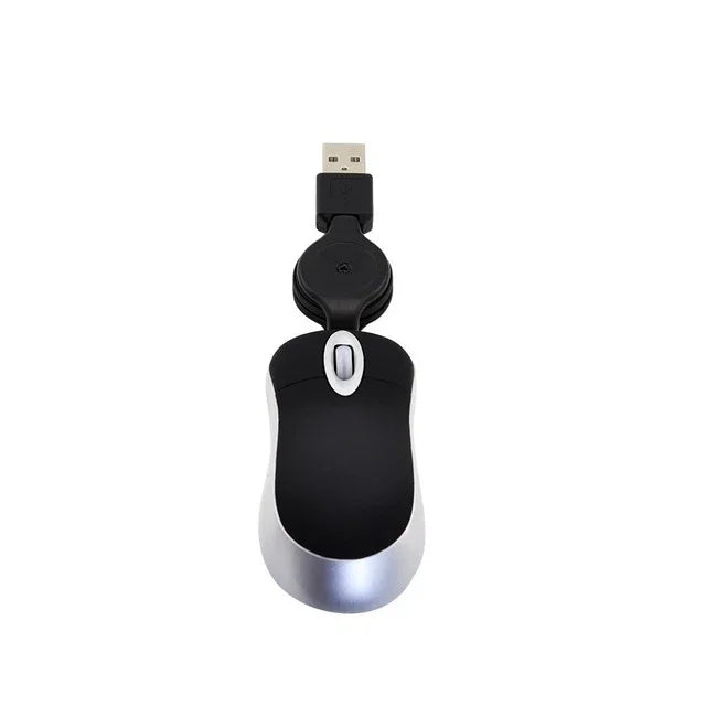 Chuột máy tính mini cáp USB rút gọn quang học công thái học 1600 DPI, chuột nhỏ gọn cho laptop