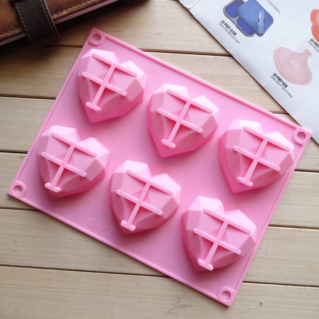 Khuôn silicone hình trái tim 6 trong 1 để làm bánh mousse tự làm, khuôn silicone hình trái tim 6 trong 1