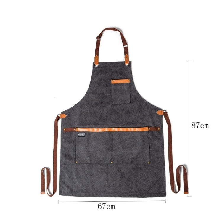Tạp dề vải canvas đã giặt cho đầu bếp, quán cà phê, BBQ, thợ làm tóc