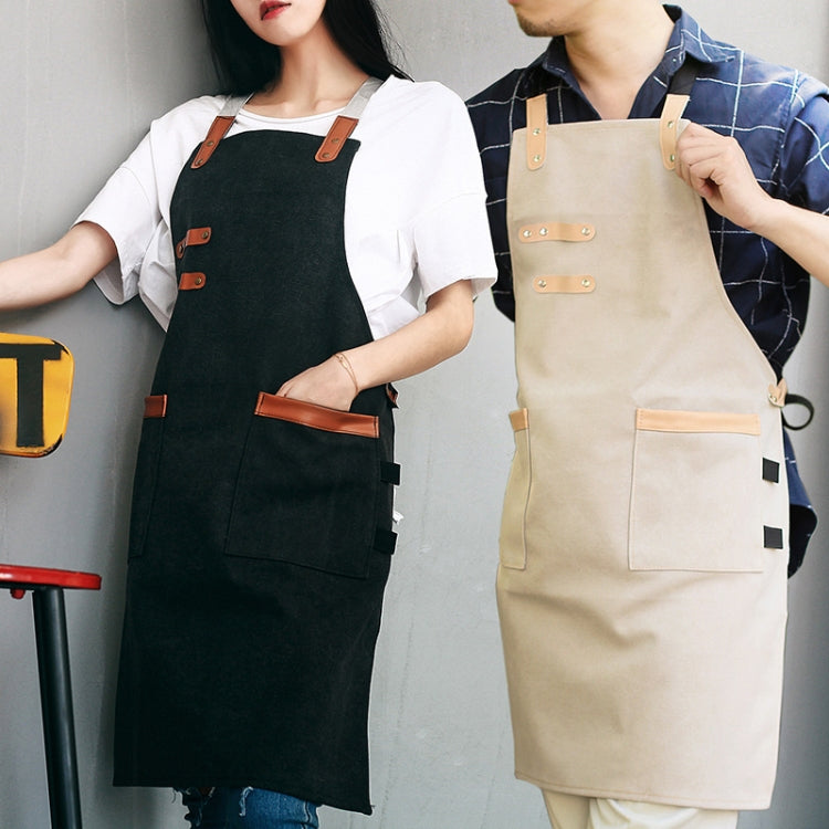 Tạp dề vải canvas đã giặt cho đầu bếp, quán cà phê, BBQ, thợ làm tóc