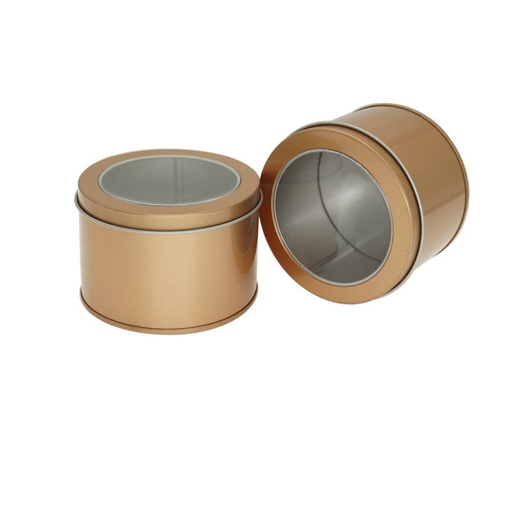 Nắp Trên Cửa Sổ Trời Tròn Sâu Trong Suốt, Hộp Thiếc Đựng Thức Ăn, Hộp Trà, Hộp Nướng Bánh, 9cm x 9cm x 6cm