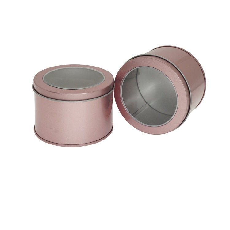 Nắp Trên Cửa Sổ Trời Tròn Sâu Trong Suốt, Hộp Thiếc Đựng Thức Ăn, Hộp Trà, Hộp Nướng Bánh, 9cm x 9cm x 6cm