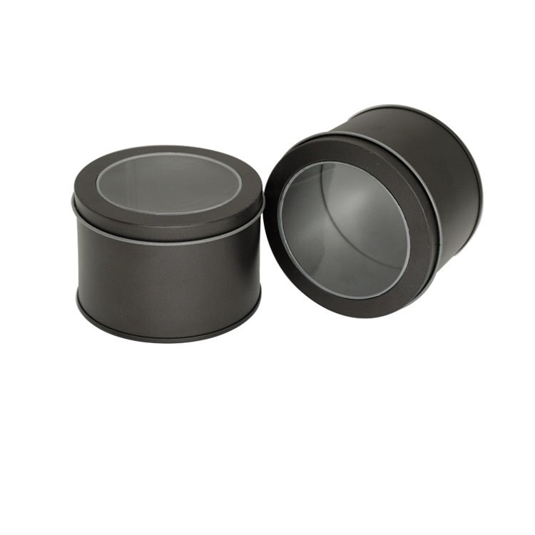 Nắp Trên Cửa Sổ Trời Tròn Sâu Trong Suốt, Hộp Thiếc Đựng Thức Ăn, Hộp Trà, Hộp Nướng Bánh, 9cm x 9cm x 6cm