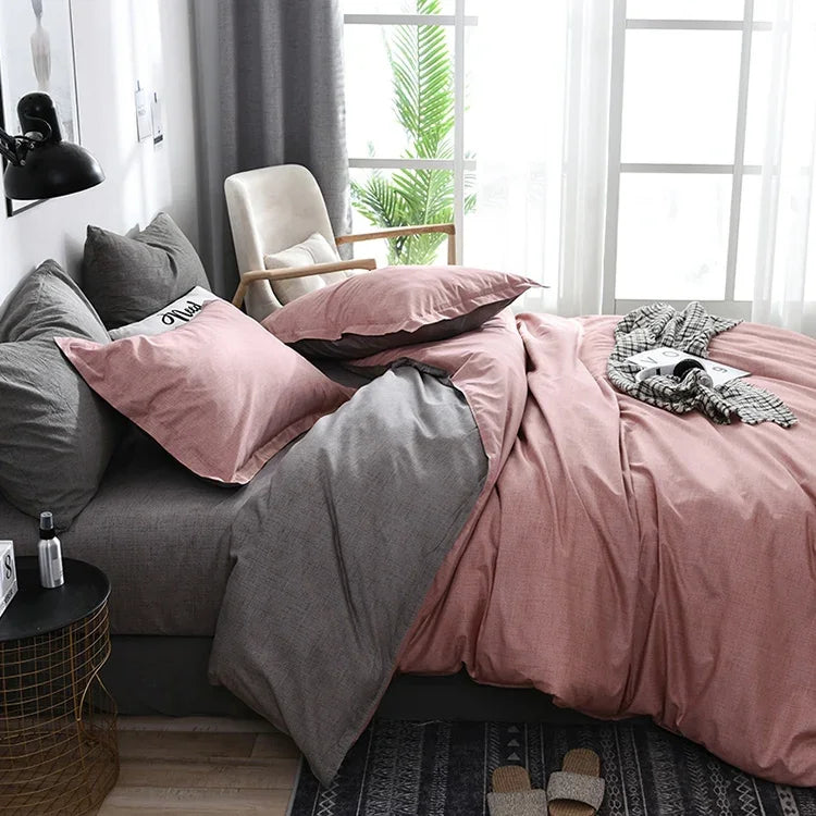 Bộ ga giường chần bông kẻ caro trơn, bộ ga trải giường chăn ga gối, 168*229cm (1 vỏ gối, 1 chăn), 200*230cm (2 vỏ gối, 1 chăn), 228*228cm (2 vỏ gối, 1 chăn), 260*230cm (2 vỏ gối, 1 chăn), 135*200cm (1 vỏ gối, 1 chăn)
