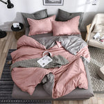 Bộ ga giường chần bông kẻ caro trơn, bộ ga trải giường chăn ga gối, 168*229cm (1 vỏ gối, 1 chăn), 200*230cm (2 vỏ gối, 1 chăn), 228*228cm (2 vỏ gối, 1 chăn), 260*230cm (2 vỏ gối, 1 chăn), 135*200cm (1 vỏ gối, 1 chăn)