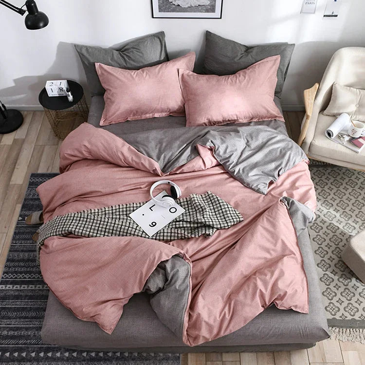 Bộ ga giường chần bông kẻ caro trơn, bộ ga trải giường chăn ga gối, 168*229cm (1 vỏ gối, 1 chăn), 200*230cm (2 vỏ gối, 1 chăn), 228*228cm (2 vỏ gối, 1 chăn), 260*230cm (2 vỏ gối, 1 chăn), 135*200cm (1 vỏ gối, 1 chăn)