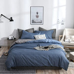 Bộ ga giường chần bông kẻ caro trơn, bộ ga trải giường chăn ga gối, 168*229cm (1 vỏ gối, 1 chăn), 200*230cm (2 vỏ gối, 1 chăn), 228*228cm (2 vỏ gối, 1 chăn), 260*230cm (2 vỏ gối, 1 chăn), 135*200cm (1 vỏ gối, 1 chăn)