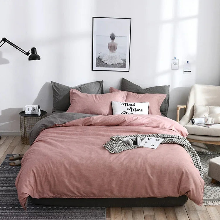 Bộ ga giường chần bông kẻ caro trơn, bộ ga trải giường chăn ga gối, 168*229cm (1 vỏ gối, 1 chăn), 200*230cm (2 vỏ gối, 1 chăn), 228*228cm (2 vỏ gối, 1 chăn), 260*230cm (2 vỏ gối, 1 chăn), 135*200cm (1 vỏ gối, 1 chăn)