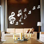 Decal dán tường gương acrylic nốt nhạc 3D trang trí nhà phòng khách nghệ thuật tự làm