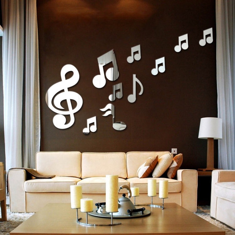 Decal dán tường gương acrylic nốt nhạc 3D trang trí nhà phòng khách nghệ thuật tự làm