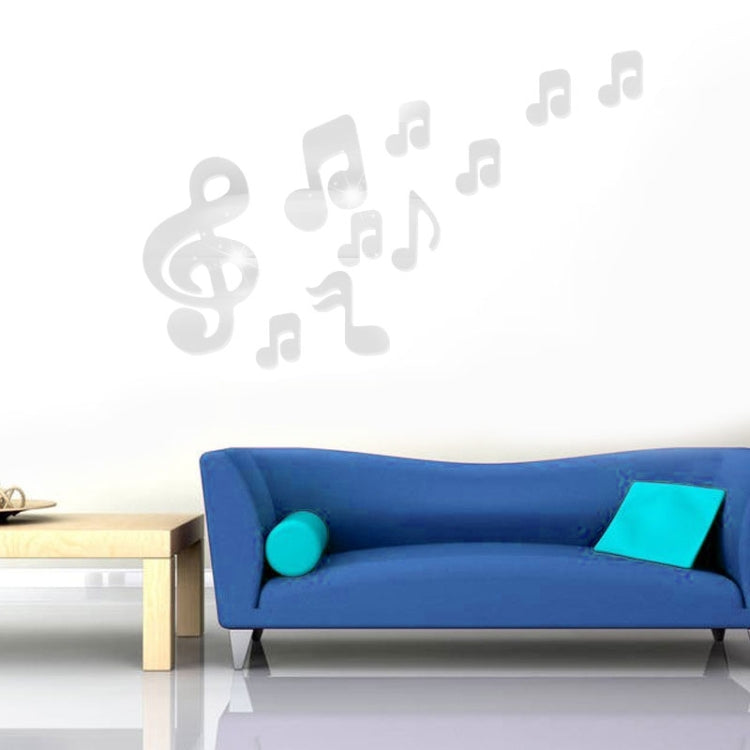 Decal dán tường gương acrylic nốt nhạc 3D trang trí nhà phòng khách nghệ thuật tự làm