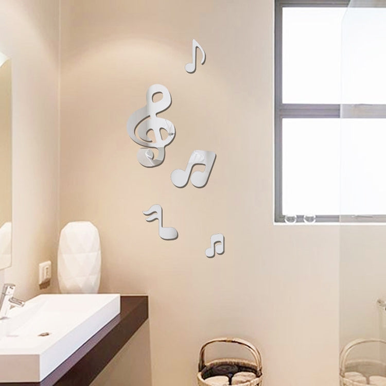 Decal dán tường gương acrylic nốt nhạc 3D trang trí nhà phòng khách nghệ thuật tự làm