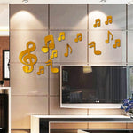 Decal dán tường gương acrylic nốt nhạc 3D trang trí nhà phòng khách nghệ thuật tự làm