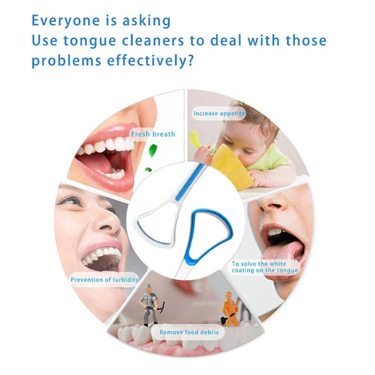 2 chiếc dụng cụ cạo lớp phủ lưỡi làm sạch loại bỏ hơi thở hôi, bàn chải lưỡi giao màu ngẫu nhiên