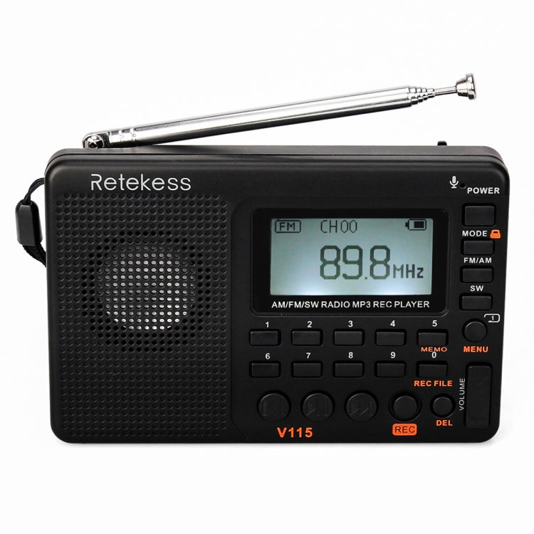 Máy nghe radio đa băng tần Retekess V-115 FM AM MP3 di động, V-115
