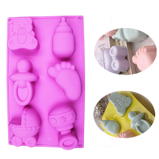 Khuôn làm bánh silicone hình đồ chơi trẻ em, làm thạch, pudding, socola, trang trí bánh, giao màu ngẫu nhiên, hình đồ chơi trẻ em