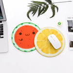 2 cái miếng lót chuột tròn 22cm họa tiết trái cây dễ thương, thảm bàn văn phòng